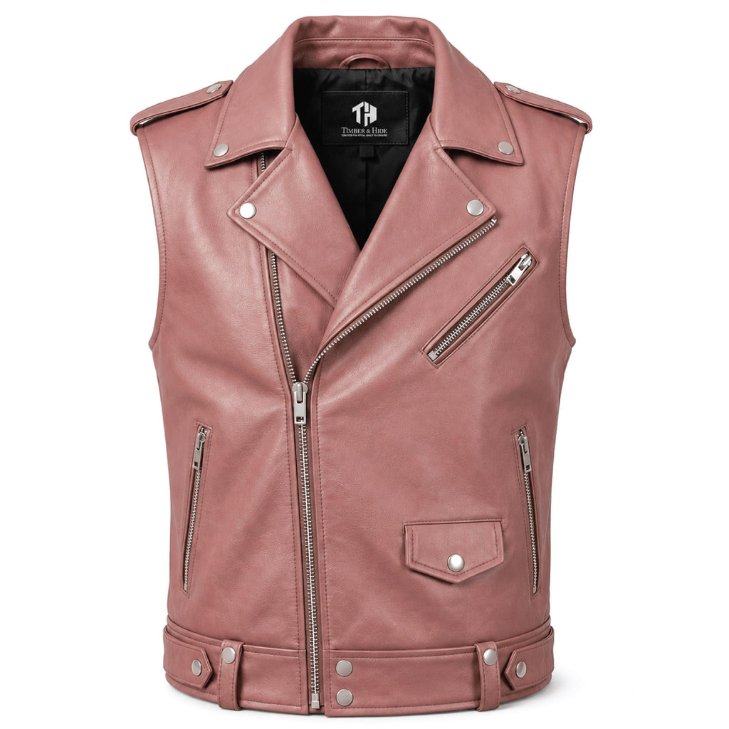 Handmade Cowhide Leather Vest | Classic Biker Vest | Gothic Rocker Sleeveless Jacket