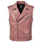 Handmade Cowhide Leather Vest | Classic Biker Vest | Gothic Rocker Sleeveless Jacket