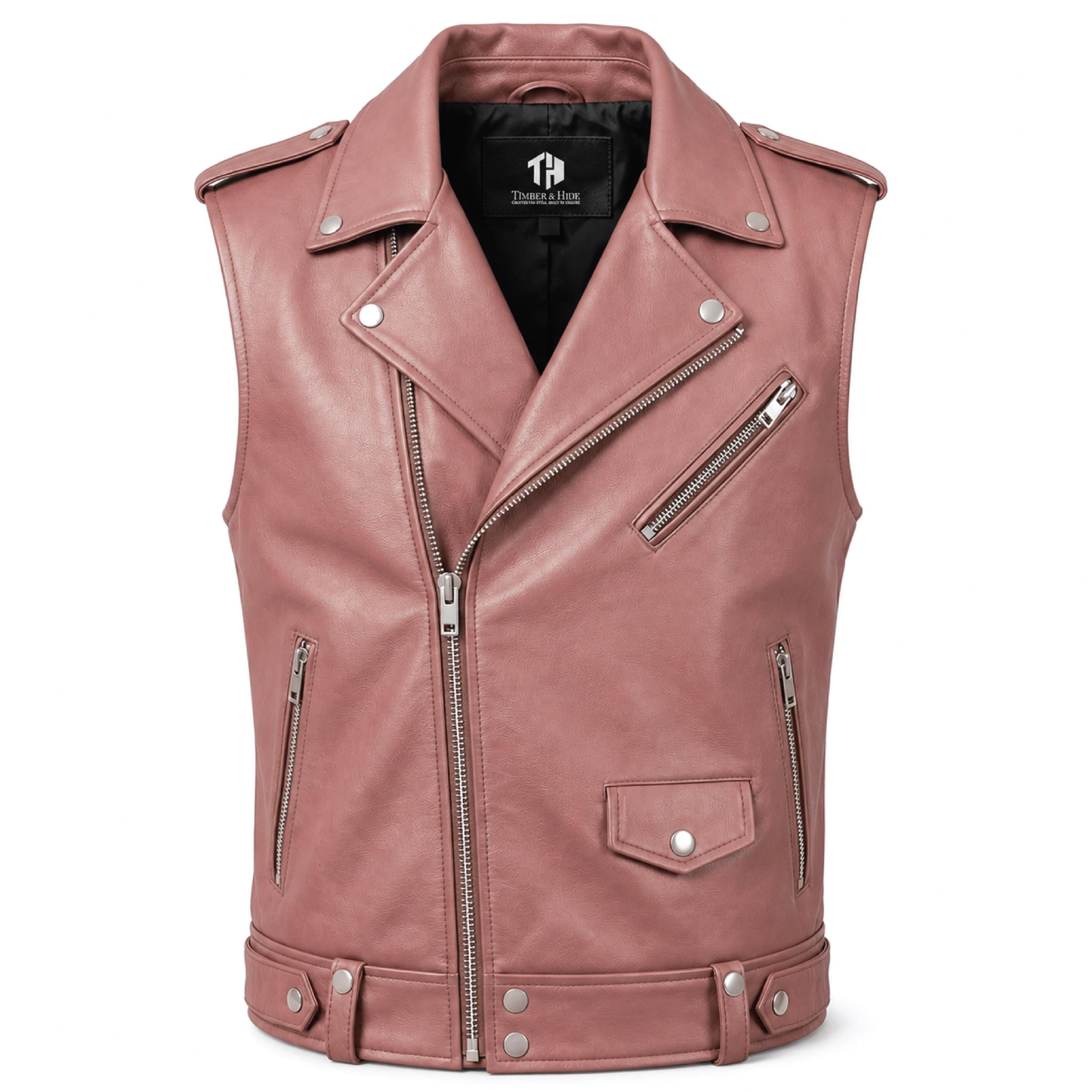 Handmade Cowhide Leather Vest | Classic Biker Vest | Gothic Rocker Sleeveless Jacket