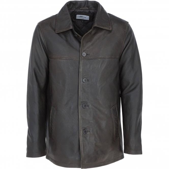 Classic Men's Dark Brown Leather Jacket: AWM-VOYAGER