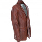 Men's Classic Burgundy Leather Blazer: AWL-2244