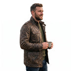 Timber&Hide Vintage Field Leather Jacket Military Inspired –Bomber Leather Jackets for Men