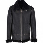 Black Sheepskin leather Pilot Jacket