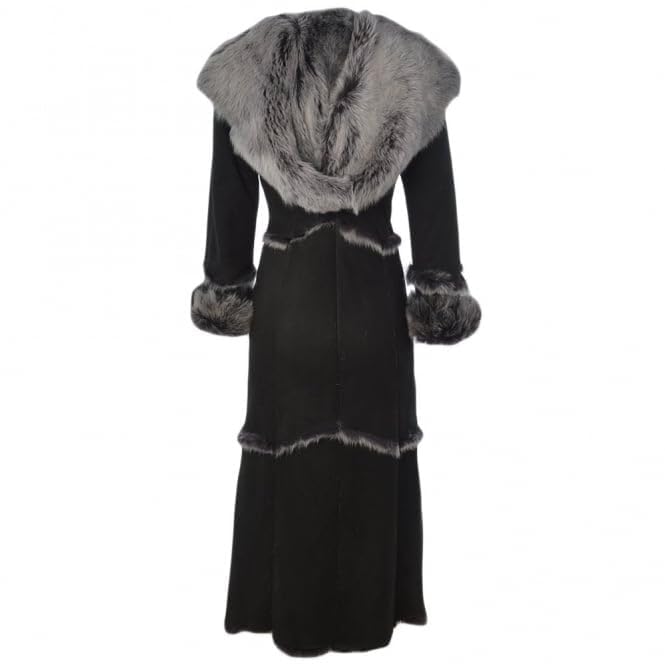 Women’s Premium Full-Length Suede Leather Coat with Full Fur Interior | women long length sheepskin coat brown, Tan and Black