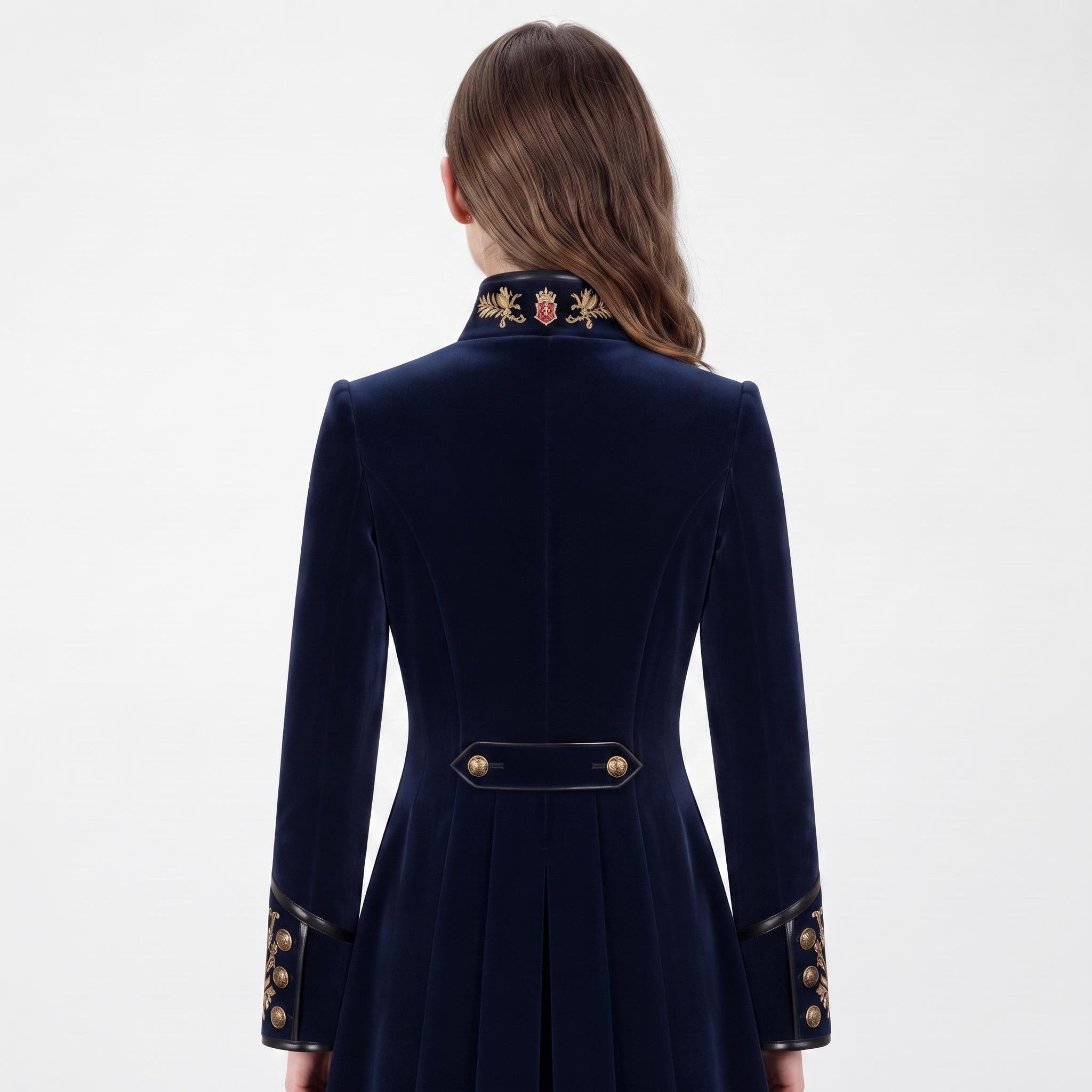 Navy Velvet Military Coat: Victorian Gothic Steampunk Royal Officer Jacket