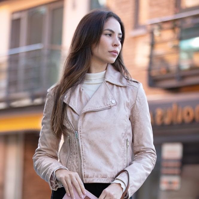 Women's Burgundy Leather Biker Jacket: Stella