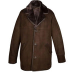 Timber&Hide Men’s Edward Suede Sheepskin Coat – Luxury Suede Shearling Jacket by