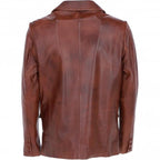 Men's Classic Burgundy Leather Blazer: AWL-2244