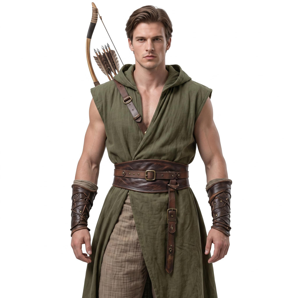 Medieval Archer Hooded Tunic Costume | Archer Cloak | Sleeveless Surcoat