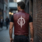 Handmade Cowhide Leather Vest | Classic Biker Vest | Gothic Rocker Sleeveless Jacket