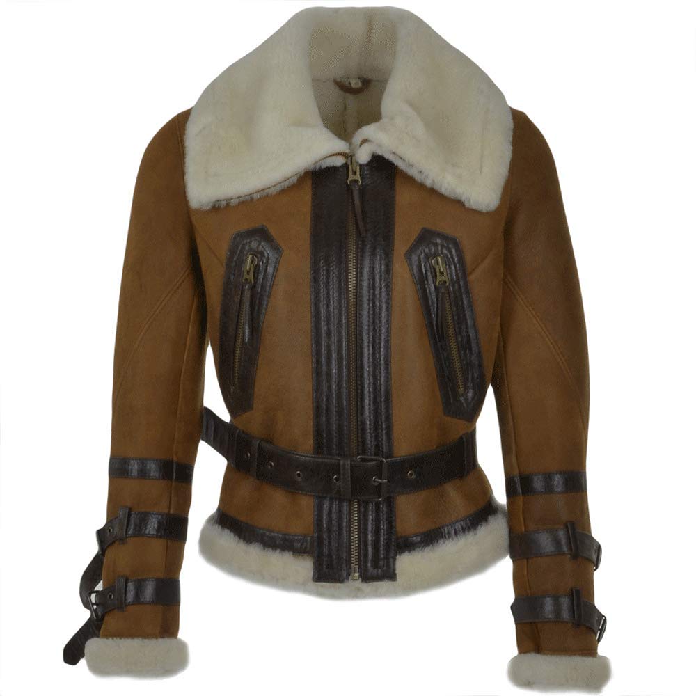 Timber&Hide Fitted Sheepskin Aviator Flying Jacket Tan