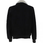 Premium Leather Aviator Jacket with Detachable Collar Black/Cream