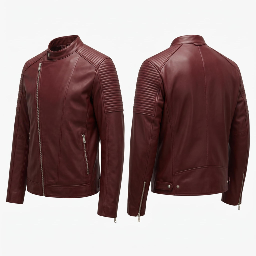 Timber&Hide Classic men’s leather biker jacket | slim fit | minimalist moto rider Jacket