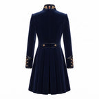 Navy Velvet Military Coat: Victorian Gothic Steampunk Royal Officer Jacket