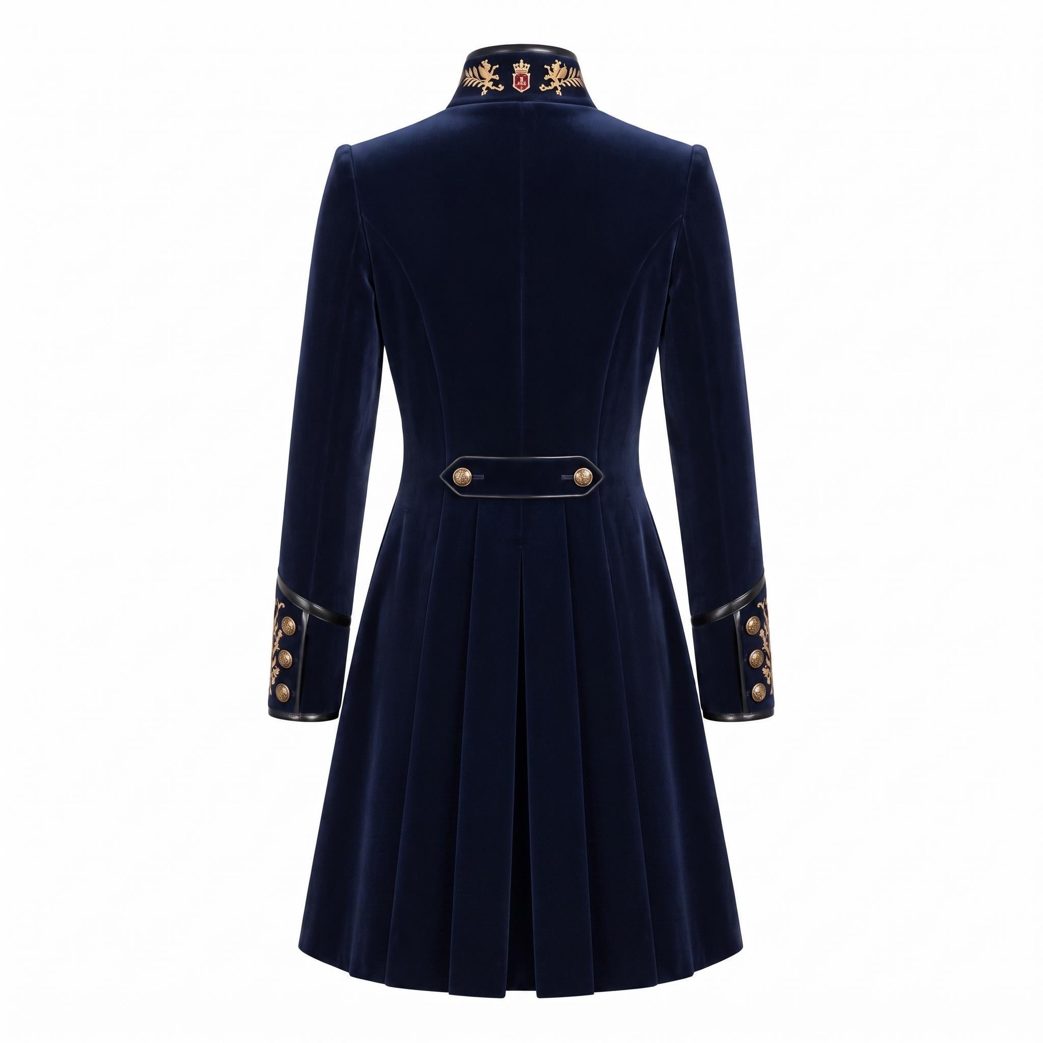 Navy Velvet Military Coat: Victorian Gothic Steampunk Royal Officer Jacket