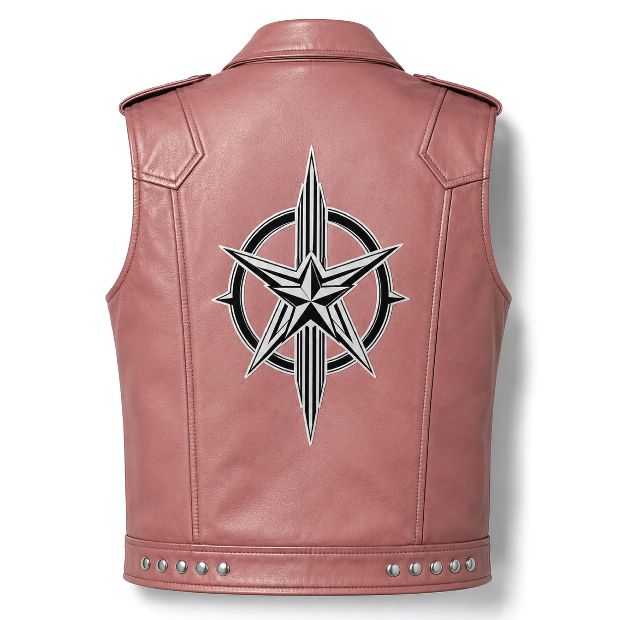 Timber&Hide Handmade Cowhide Leather Vest | Classic Biker Vest | Gothic Rocker Sleeveless Jacket