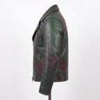 Timber&Hide Men's Leather Biker Moto Jacket | Gothic Cross Design | Embroidered Patch jacket