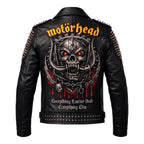 Timber&Hide Men's Crimson red Leather Biker Jacket | Studded Punk Rock Demon Skull Design