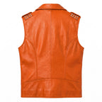 Men's Genuine Leather Biker Vest – Studded Double Rider Motorcycle Jacket