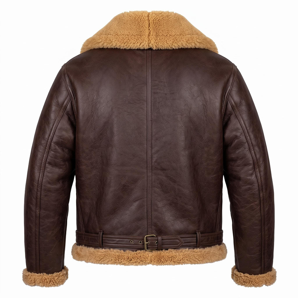 Men's Brown B3 Shearling Aviator Jacket | Genuine Sheepskin Leather Bomber Coat