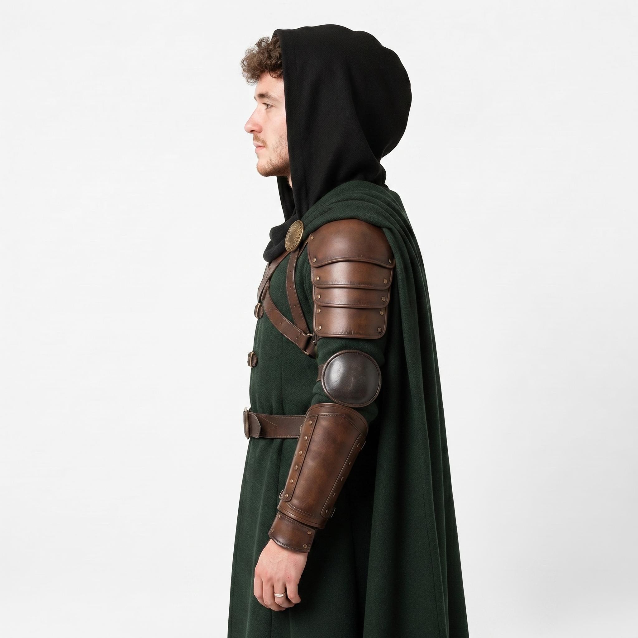 Doctor Doom Inspired Wool Cloak with Leather Armor Cosplay Costume Renaissance Outfit