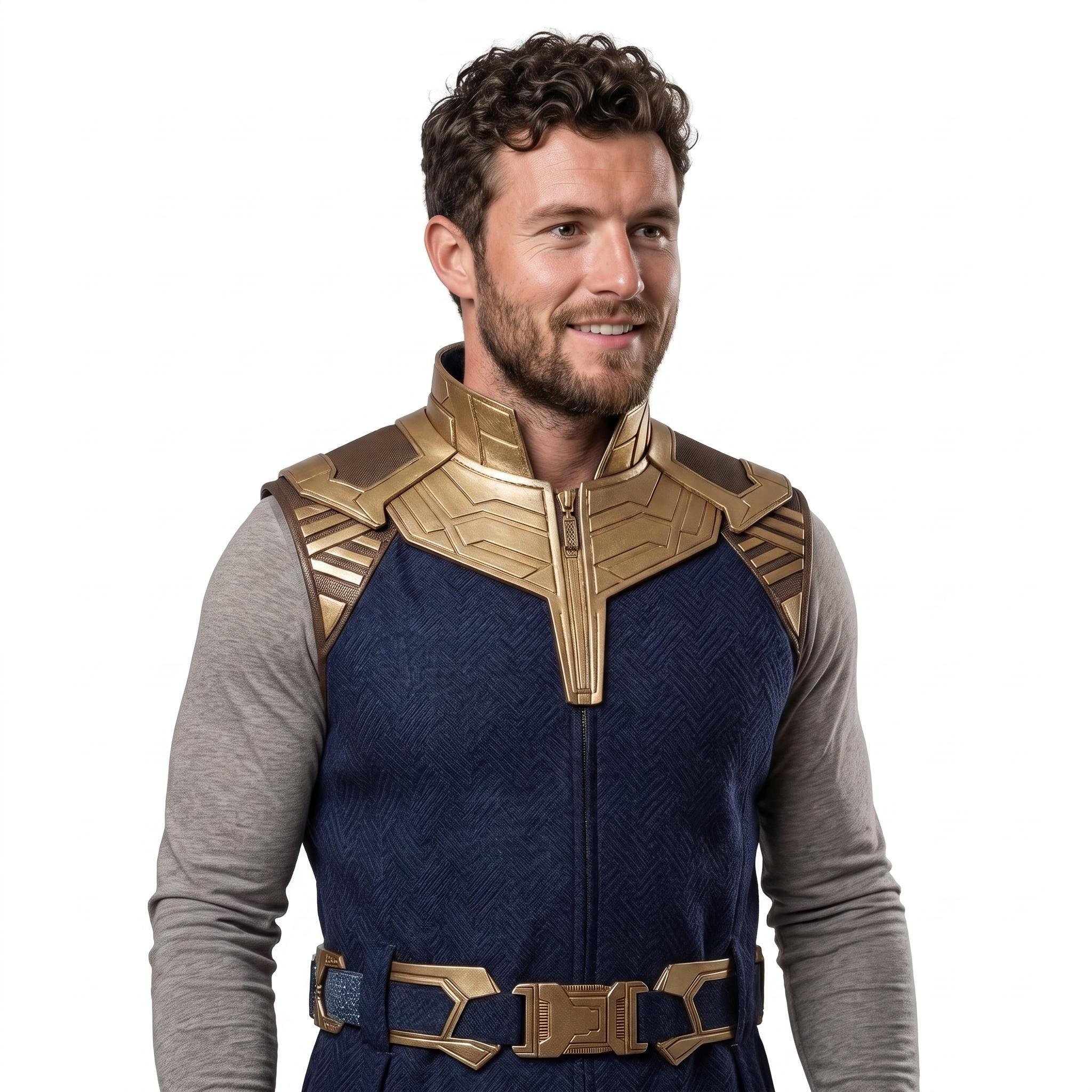 Thanos Cosplay Vest – Navy Gold Superhero Costume Armor