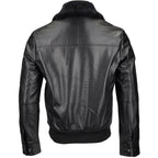Timber&Hide Tanned Leather Jacket with Detachable Shearling Collar Black Tyler Durden Jacket