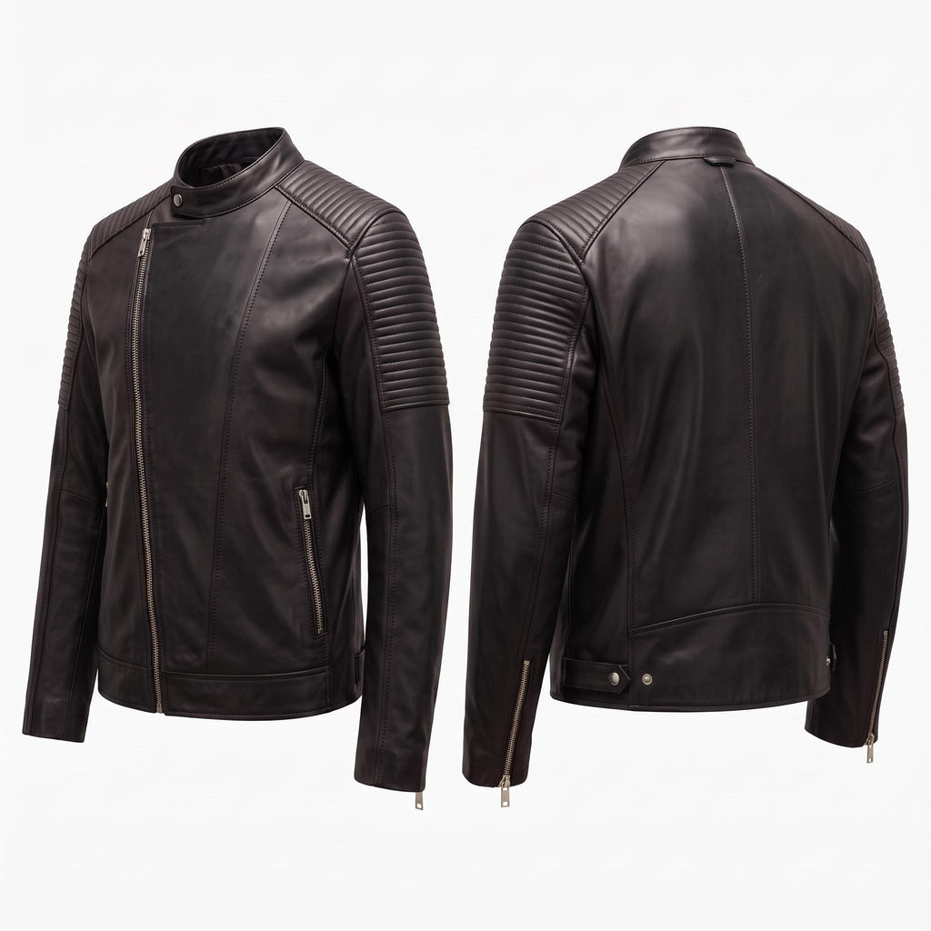 Classic men’s leather biker jacket | slim fit | minimalist moto rider Jacket
