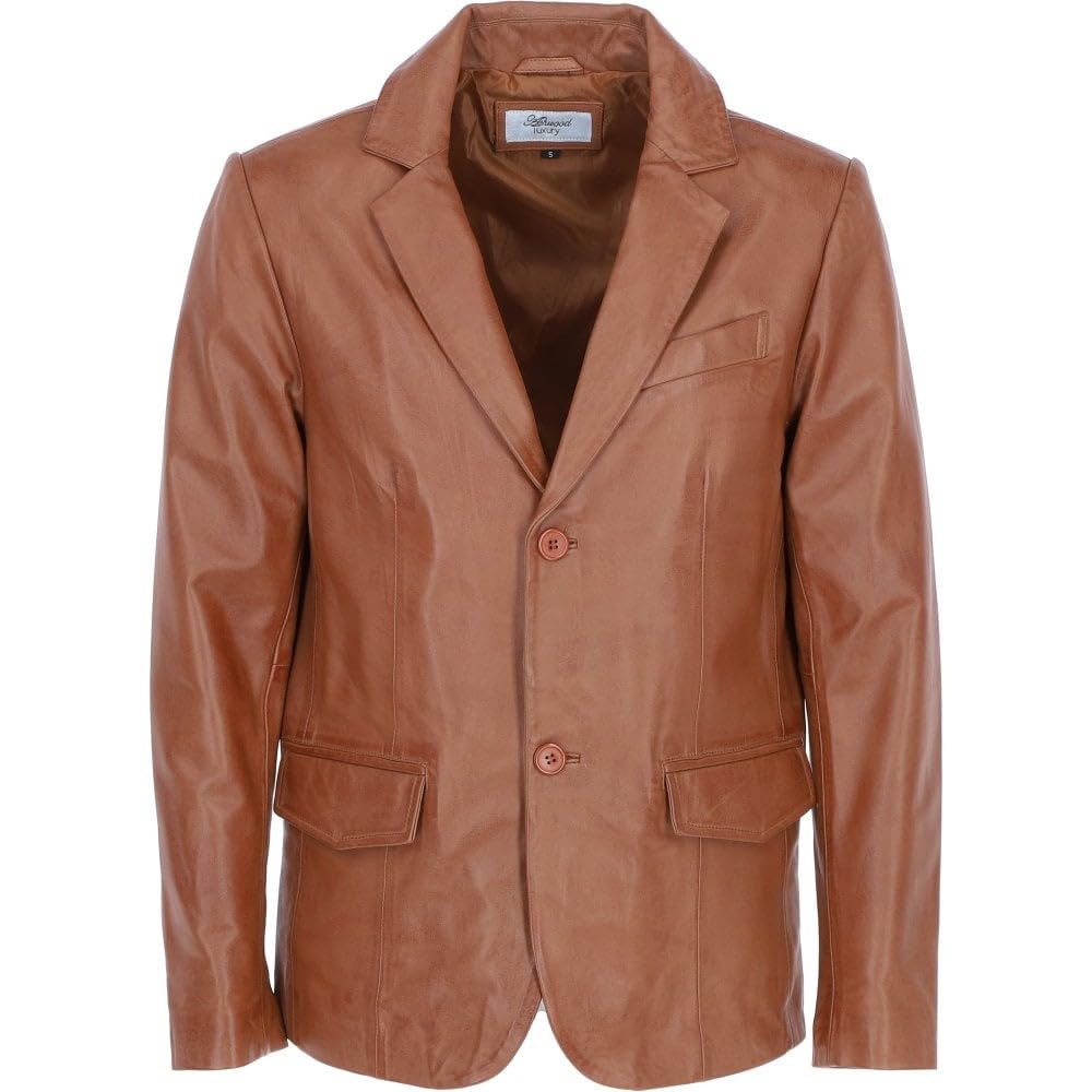 Men's Classic Burgundy Leather Blazer: AWL-2244