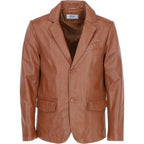 Men's Classic Burgundy Leather Blazer: AWL-2244