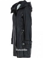 Hooded Leather Coat For Women
