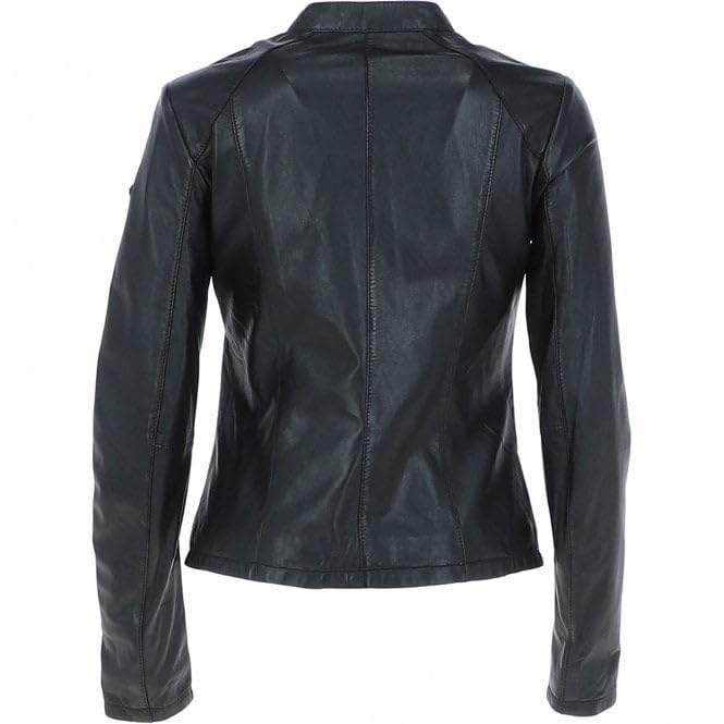 Ladies' Beige Genuine Leather Moto Jacket