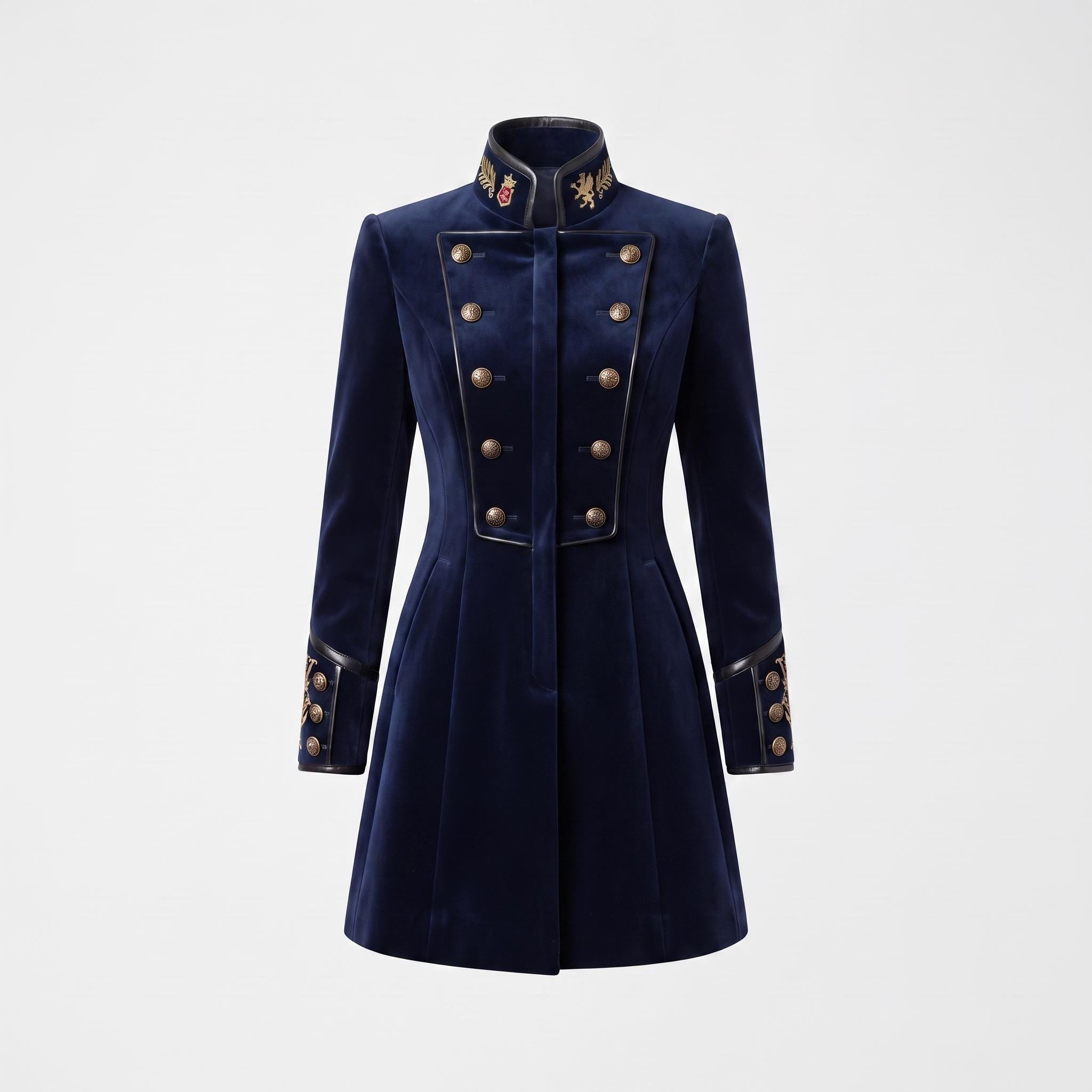 Navy Velvet Military Coat: Victorian Gothic Steampunk Royal Officer Jacket