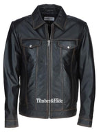 Men's tan leather bomber Jacket