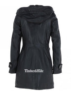 Hooded Leather Coat For Women