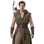 Medieval Archer Tunic Hooded Costume, Renaissance Ranger LARP Outfit, Leather Belt