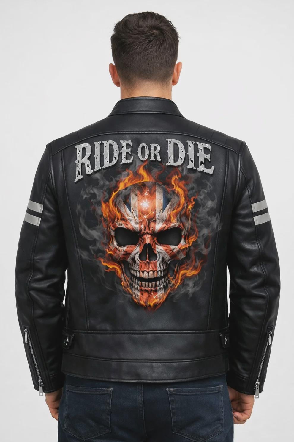 Ghost Rider Inspired motorcycle jacket with skull back | brown leather biker jacket