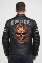 Ghost Rider Inspired motorcycle jacket with skull back | brown leather biker jacket