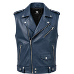 Handmade Cowhide Leather Vest | Classic Biker Vest | Gothic Rocker Sleeveless Jacket