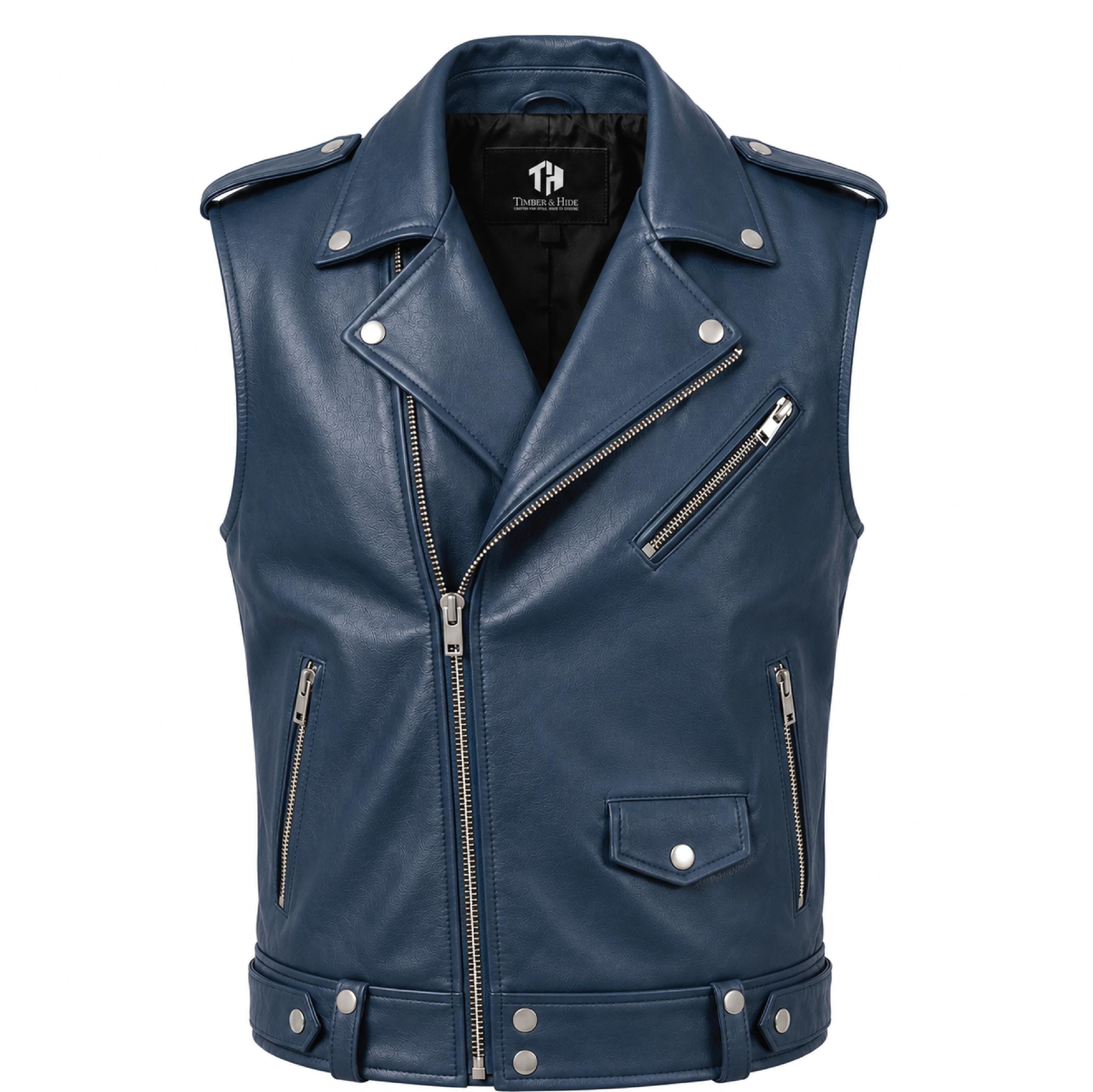Handmade Cowhide Leather Vest | Classic Biker Vest | Gothic Rocker Sleeveless Jacket