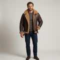 Men's Brown B3 Shearling Aviator Jacket | Genuine Sheepskin Leather Bomber Coat