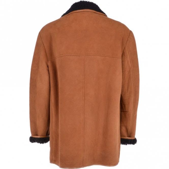Mens Classic Sheepskin Coat Whisky/black