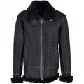 Black Sheepskin leather Pilot Jacket