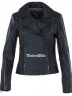 Women's Black Leather Biker Jacket