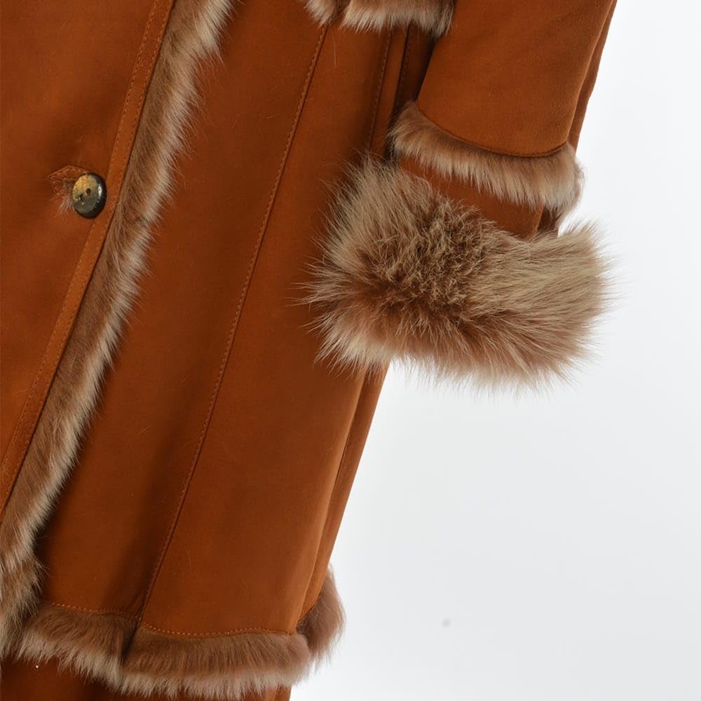 Timber&Hide Women’s Long Sheepskin Coat – Tan Shearling Coat Women