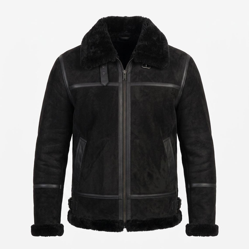 Men's Genuine Sheepskin B3 Bomber Jacket | Suede Shearling Aviator Coat