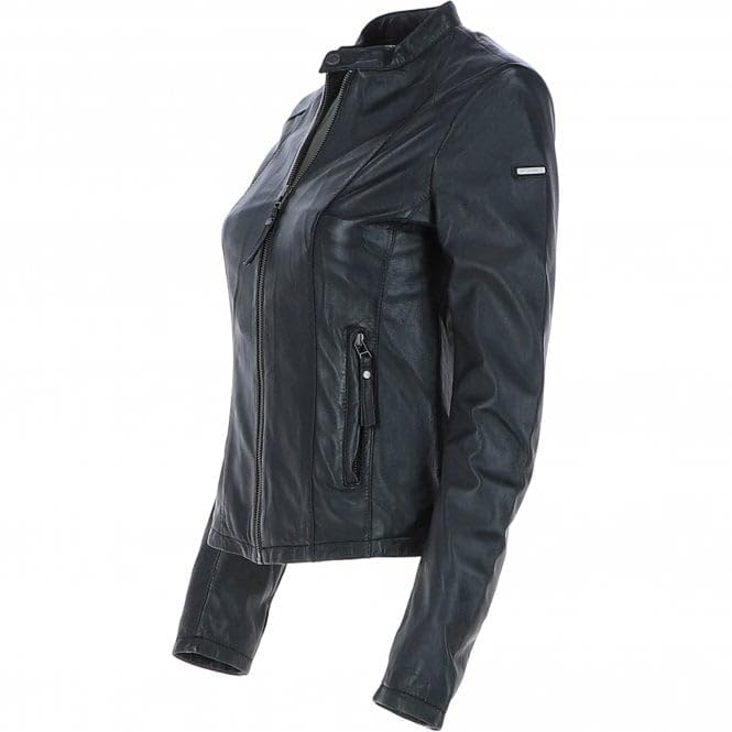 Ladies' Beige Genuine Leather Moto Jacket