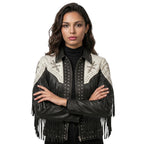 Timber&Hide Handmade Western Fringe Leather Jacket: Studded Cowgirl Rodeo Style | cowgirl leatherwear