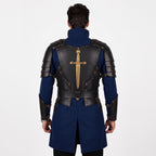 Medieval Knight Wool Coat with Leather Armor | Fantasy LARP Jacket Costume