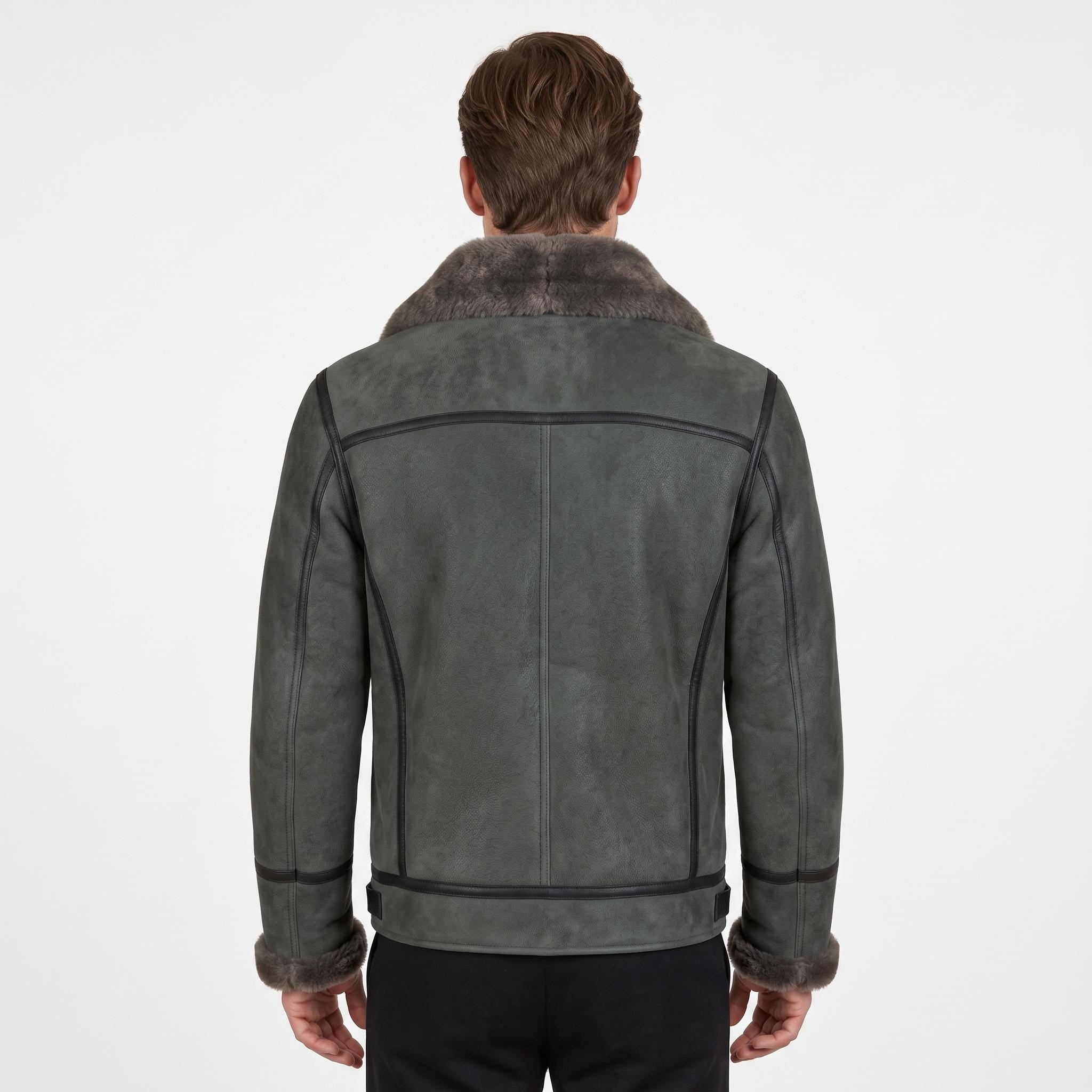 Men's Genuine Sheepskin B3 Bomber Jacket | Suede Shearling Aviator Coat